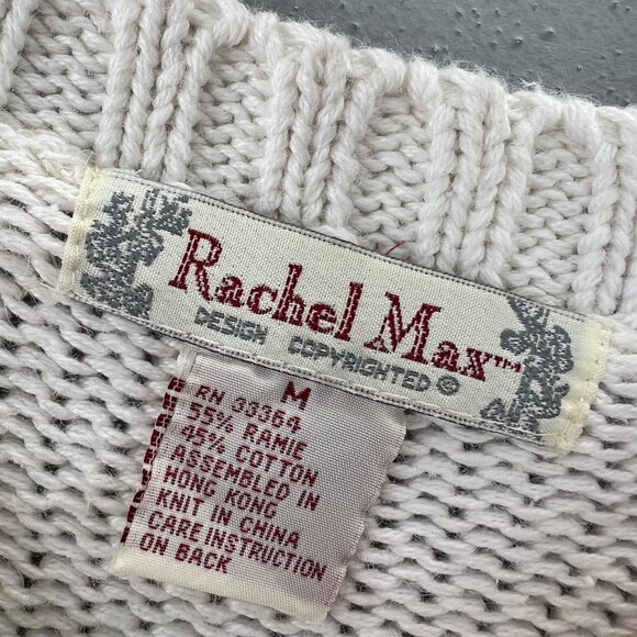 Vintage Rachel Max Chunky Floral Tunic Sweater M Cottagecore Cream Mustard Pink - Picture 5 of 5